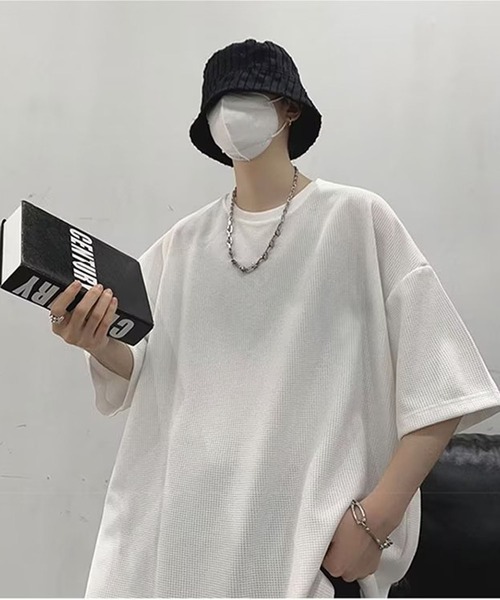 SHEPP(シープ)の「ビッグシルエット ワッフルT(Tシャツ/カットソー・メンズ・ブルー/ホワイト/ブラック/グレー・S/M/L)」の5枚目の写真