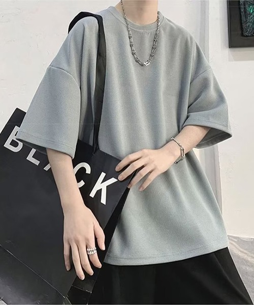 SHEPP(シープ)の「ビッグシルエット ワッフルT(Tシャツ/カットソー・メンズ・ブルー/ホワイト/ブラック/グレー・S/M/L)」の7枚目の写真