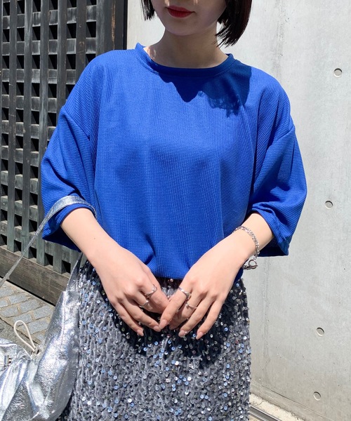 SHEPP(シープ)の「ビッグシルエット ワッフルT(Tシャツ/カットソー・メンズ・ブルー/ホワイト/ブラック/グレー・S/M/L)」の10枚目の写真