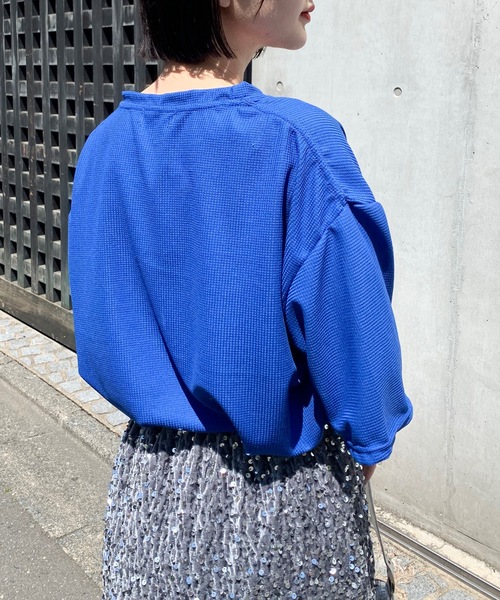 SHEPP(シープ)の「ビッグシルエット ワッフルT(Tシャツ/カットソー・メンズ・ブルー/ホワイト/ブラック/グレー・S/M/L)」の12枚目の写真