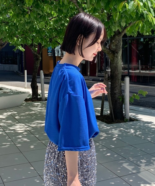 SHEPP(シープ)の「ビッグシルエット ワッフルT(Tシャツ/カットソー・メンズ・ブルー/ホワイト/ブラック/グレー・S/M/L)」の14枚目の写真
