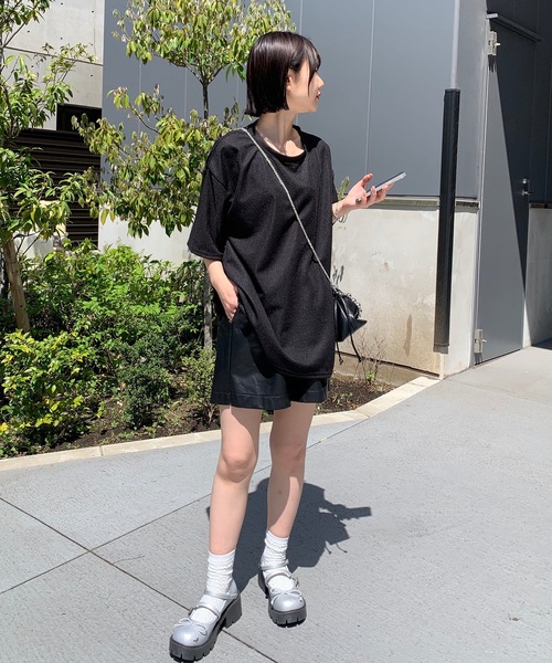 SHEPP(シープ)の「ビッグシルエット ワッフルT(Tシャツ/カットソー・メンズ・ブルー/ホワイト/ブラック/グレー・S/M/L)」の20枚目の写真