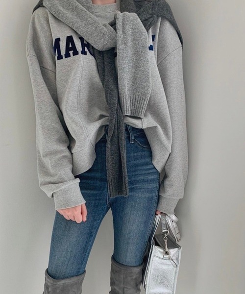 LYEON(リヨン)の「リメイク風ロゴスウェット/切り替えデザイントップス(スウェット・レディース・グレー/オフホワイト・FREE)」の21枚目の写真