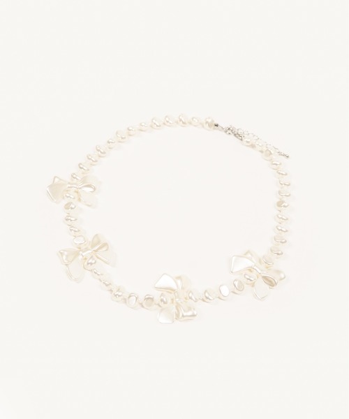 Casselini(キャセリーニ)の「Casselini(キャセリーニ)リボンリボンネックレス(ネックレス・レディース・オフホワイト・FREE)」の3枚目の写真