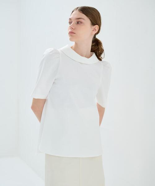 LANVIN en Bleu（ランバンオンブルー）の「ストレッチポンチロールカラーブラウス（シャツ/ブラウス・レディース・オレンジ/オフホワイト/ブラック・38）」の2枚目の写真