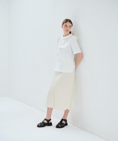 LANVIN en Bleu（ランバンオンブルー）の「ストレッチポンチロールカラーブラウス（シャツ/ブラウス・レディース・オレンジ/オフホワイト/ブラック・38）」の8枚目の写真