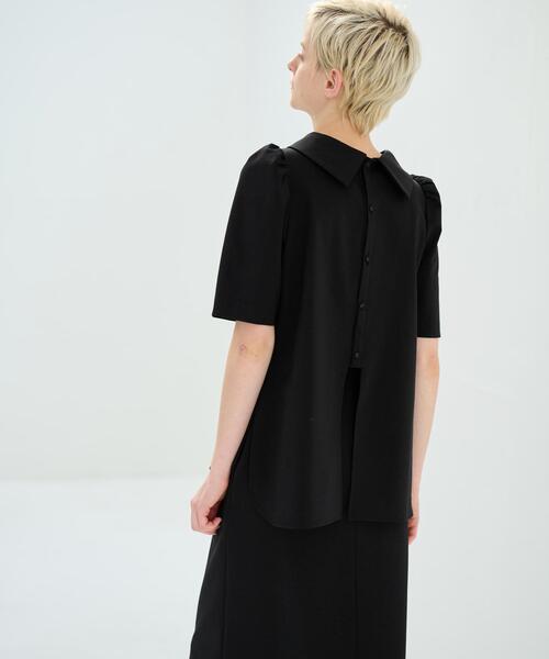 LANVIN en Bleu（ランバンオンブルー）の「ストレッチポンチロールカラーブラウス（シャツ/ブラウス・レディース・オレンジ/オフホワイト/ブラック・38）」の9枚目の写真