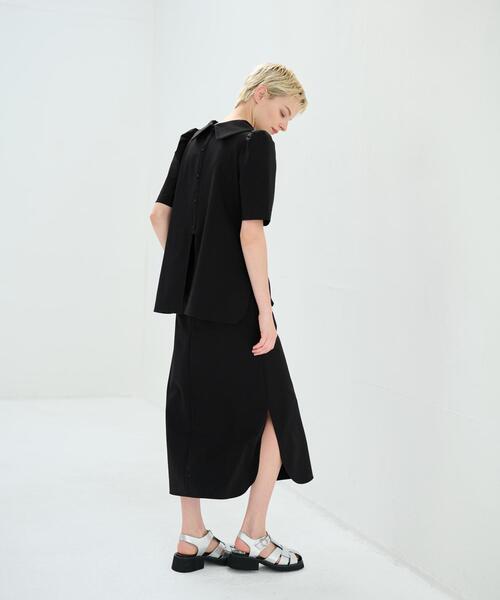 LANVIN en Bleu（ランバンオンブルー）の「ストレッチポンチロールカラーブラウス（シャツ/ブラウス・レディース・オレンジ/オフホワイト/ブラック・38）」の10枚目の写真