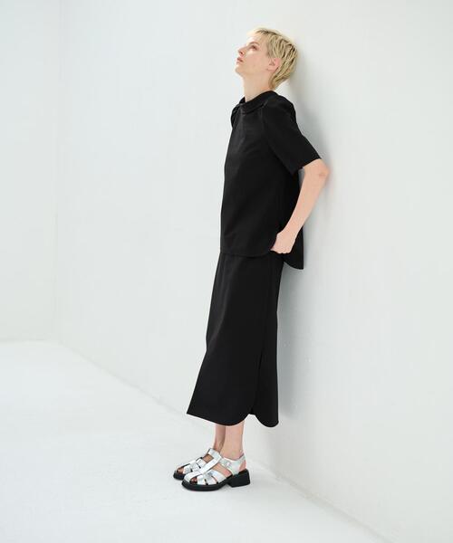 LANVIN en Bleu（ランバンオンブルー）の「ストレッチポンチロールカラーブラウス（シャツ/ブラウス・レディース・オレンジ/オフホワイト/ブラック・38）」の11枚目の写真