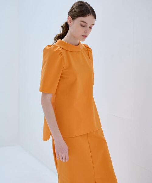 LANVIN en Bleu（ランバンオンブルー）の「ストレッチポンチロールカラーブラウス（シャツ/ブラウス・レディース・オレンジ/オフホワイト/ブラック・38）」の13枚目の写真