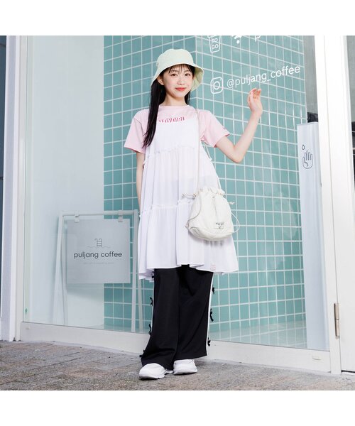 algy（アルジー）の「【ACTIVE/接触冷感/セットアップ可】りぼんラインパンツ（スウェットパンツ・キッズ・ブラック/グリーン・MEDIUM/X-SMALL/XX-SMALL/SMALL）」の3枚目の写真