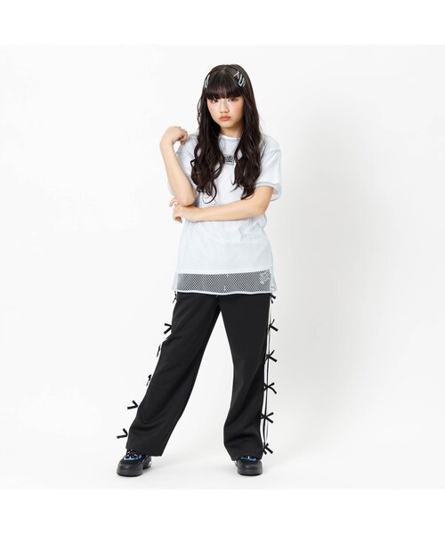 algy（アルジー）の「【ACTIVE/接触冷感/セットアップ可】りぼんラインパンツ（スウェットパンツ・キッズ・ブラック/グリーン・MEDIUM/X-SMALL/XX-SMALL/SMALL）」の4枚目の写真