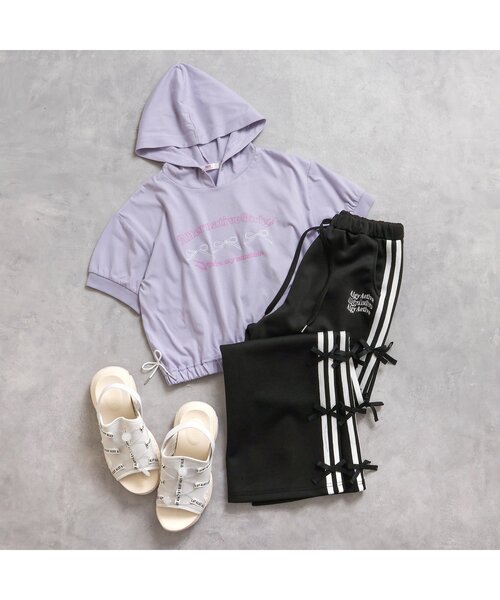 algy（アルジー）の「【ACTIVE/接触冷感/セットアップ可】りぼんラインパンツ（スウェットパンツ・キッズ・ブラック/グリーン・MEDIUM/X-SMALL/XX-SMALL/SMALL）」の7枚目の写真