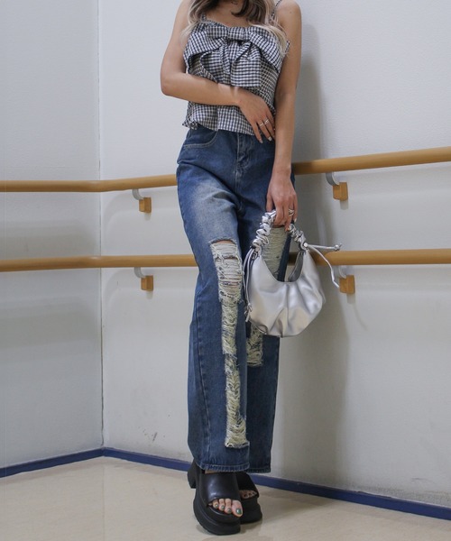 SpRay(スプレイ)の「ダメージデニムパンツ(デニムパンツ・レディース・ブルー・MEDIUM/LARGE)」の2枚目の写真