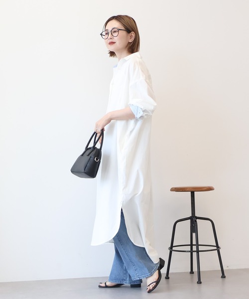 AMERICAN HOLIC（アメリカンホリック）の「UVカット綿ブロードシャツワンピース（シャツワンピース・レディース・オフホワイト/ストライプ・L/M）」の12枚目の写真