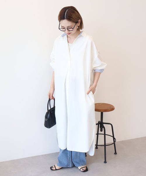 AMERICAN HOLIC（アメリカンホリック）の「UVカット綿ブロードシャツワンピース（シャツワンピース・レディース・オフホワイト/ストライプ・L/M）」の16枚目の写真