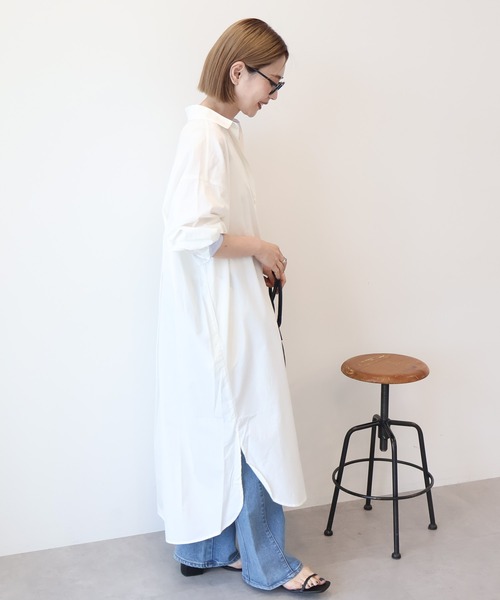 AMERICAN HOLIC（アメリカンホリック）の「UVカット綿ブロードシャツワンピース（シャツワンピース・レディース・オフホワイト/ストライプ・L/M）」の18枚目の写真