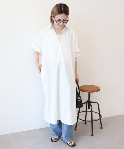 AMERICAN HOLIC（アメリカンホリック）の「UVカット綿ブロードシャツワンピース（シャツワンピース・レディース・オフホワイト/ストライプ・L/M）」の19枚目の写真