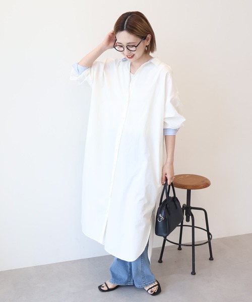 AMERICAN HOLIC（アメリカンホリック）の「UVカット綿ブロードシャツワンピース（シャツワンピース・レディース・オフホワイト/ストライプ・L/M）」の21枚目の写真