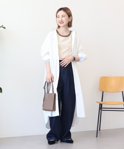 AMERICAN HOLIC（アメリカンホリック）の「UVカット綿ブロードシャツワンピース（シャツワンピース・レディース・オフホワイト/ストライプ・L/M）」の3枚目の写真