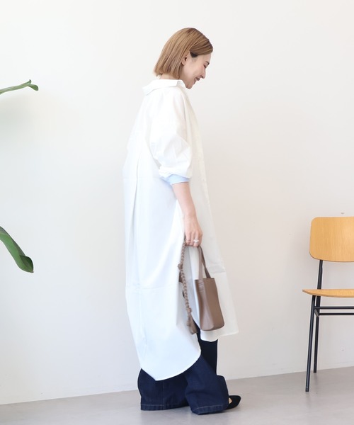 AMERICAN HOLIC（アメリカンホリック）の「UVカット綿ブロードシャツワンピース（シャツワンピース・レディース・オフホワイト/ストライプ・L/M）」の5枚目の写真