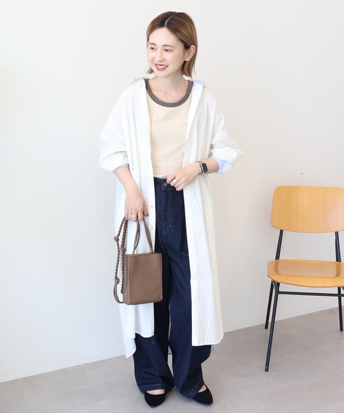 AMERICAN HOLIC（アメリカンホリック）の「UVカット綿ブロードシャツワンピース（シャツワンピース・レディース・オフホワイト/ストライプ・L/M）」の6枚目の写真