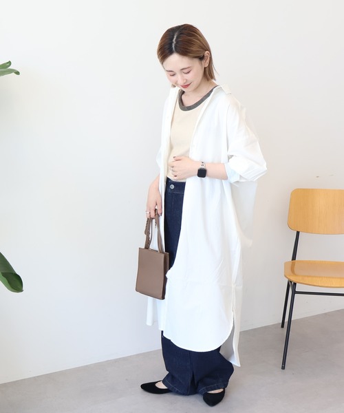 AMERICAN HOLIC（アメリカンホリック）の「UVカット綿ブロードシャツワンピース（シャツワンピース・レディース・オフホワイト/ストライプ・L/M）」の7枚目の写真