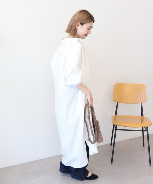 AMERICAN HOLIC（アメリカンホリック）の「UVカット綿ブロードシャツワンピース（シャツワンピース・レディース・オフホワイト/ストライプ・L/M）」の8枚目の写真