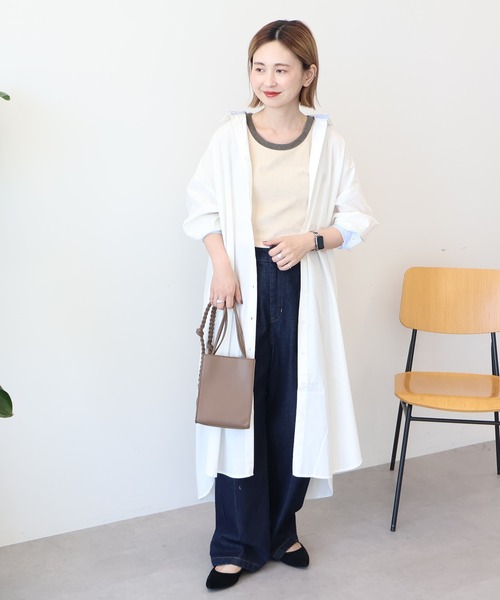 AMERICAN HOLIC（アメリカンホリック）の「UVカット綿ブロードシャツワンピース（シャツワンピース・レディース・オフホワイト/ストライプ・L/M）」の10枚目の写真