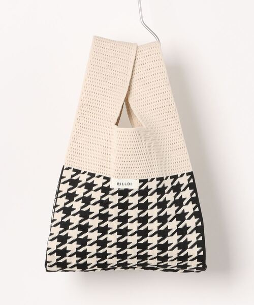 STYLEBLOCK(スタイルブロック)の「千鳥格子柄切替ミニニットトートバッグ(トートバッグ・レディース・ブラウン/レッド/グリーン/ホワイト・FREE)」の13枚目の写真