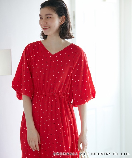 ROPE' PICNIC（ロペピクニック）の「【Pino meets ROPE' PICNIC】Pinoドット柄ワンピース（ワンピース・レディース・ホワイト系その他/ダークブラウン/レッド・38）」の15枚目の写真