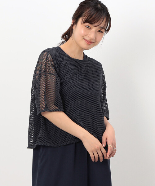 ONIGIRI（オニギリ）の「【セットアイテム】メッシュプルオーバー＋ワンピース（ワンピース・レディース・ネイビー/ブラウン・FREE）」の7枚目の写真