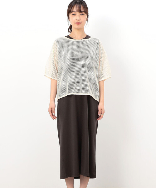 ONIGIRI（オニギリ）の「【セットアイテム】メッシュプルオーバー＋ワンピース（ワンピース・レディース・ネイビー/ブラウン・FREE）」の13枚目の写真