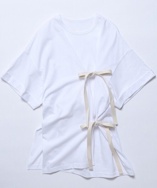 Firsthand（ファーストハンド）の「Firsthand/ファーストハンド オーガニックコットンリボンアシメトップス / 半袖Tシャツ（Tシャツ/カットソー・レディース・ホワイト/ブラック/ピンク/ブルー・FREE）」の6枚目の写真