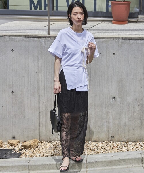 Firsthand（ファーストハンド）の「Firsthand/ファーストハンド オーガニックコットンリボンアシメトップス / 半袖Tシャツ（Tシャツ/カットソー・レディース・ホワイト/ブラック/ピンク/ブルー・FREE）」の10枚目の写真