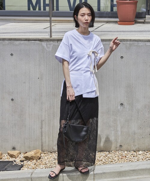 Firsthand（ファーストハンド）の「Firsthand/ファーストハンド オーガニックコットンリボンアシメトップス / 半袖Tシャツ（Tシャツ/カットソー・レディース・ホワイト/ブラック/ピンク/ブルー・FREE）」の11枚目の写真