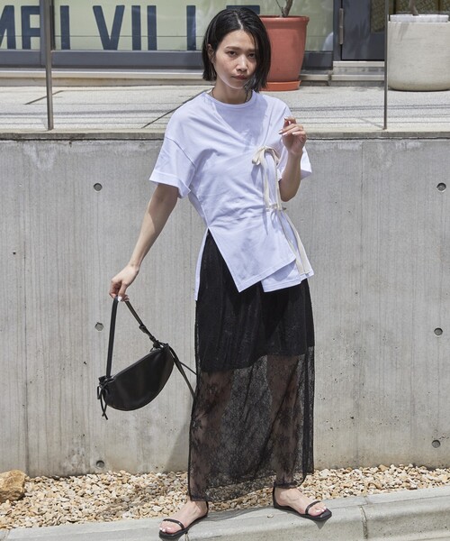 Firsthand（ファーストハンド）の「Firsthand/ファーストハンド オーガニックコットンリボンアシメトップス / 半袖Tシャツ（Tシャツ/カットソー・レディース・ホワイト/ブラック/ピンク/ブルー・FREE）」の13枚目の写真