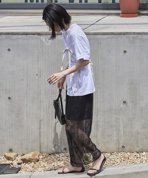 Firsthand（ファーストハンド）の「Firsthand/ファーストハンド オーガニックコットンリボンアシメトップス / 半袖Tシャツ（Tシャツ/カットソー・レディース・ホワイト/ブラック/ピンク/ブルー・FREE）」の14枚目の写真