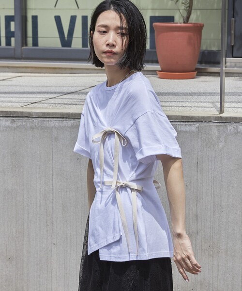 Firsthand（ファーストハンド）の「Firsthand/ファーストハンド オーガニックコットンリボンアシメトップス / 半袖Tシャツ（Tシャツ/カットソー・レディース・ホワイト/ブラック/ピンク/ブルー・FREE）」の19枚目の写真