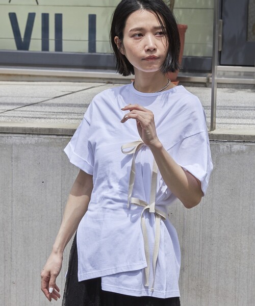 Firsthand（ファーストハンド）の「Firsthand/ファーストハンド オーガニックコットンリボンアシメトップス / 半袖Tシャツ（Tシャツ/カットソー・レディース・ホワイト/ブラック/ピンク/ブルー・FREE）」の20枚目の写真