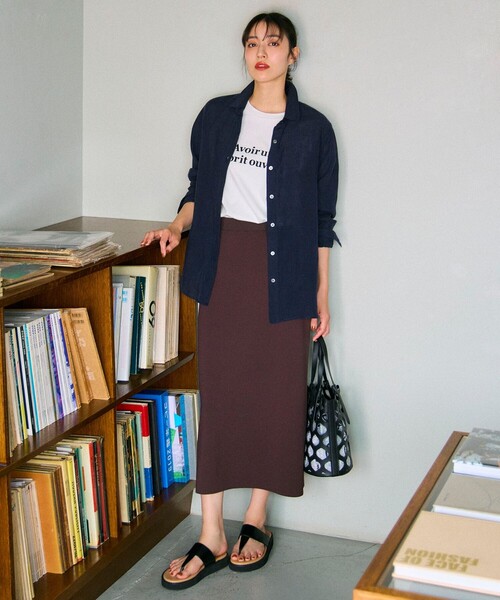 美品♡アンフィーロ【接触冷感/UVカット】スゴ機能美ニット Iラインスカート 接触冷感/UVカット】スゴ機能美ニット Iラインスカート / UNFILO