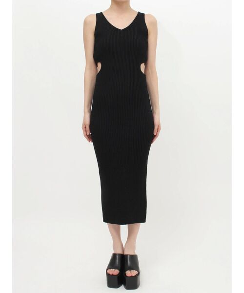 GYDA（ジェイダ）の「VネックSIDE OPENニットワンピース（ワンピース・レディース・ライトグレー/レッド/ブラック・FREE）」の9枚目の写真