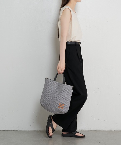 2356　ラシット　ラフィアトート　ライトグレー　2way　新品未使用 2356 ラシット ラフィアトート ライトグレー 2way 新品未使用