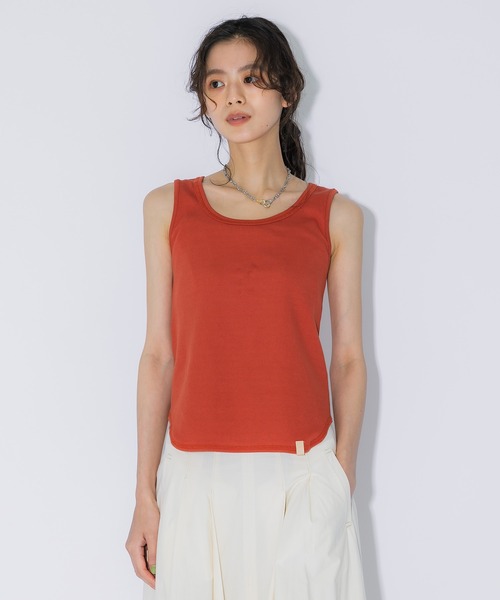 PUBLIC TOKYO(パブリックトウキョウ)の「ノースリーブストレッチリブタンク(タンクトップ・レディース・ブラック/オレンジ/ホワイト・FREE)」の3枚目の写真