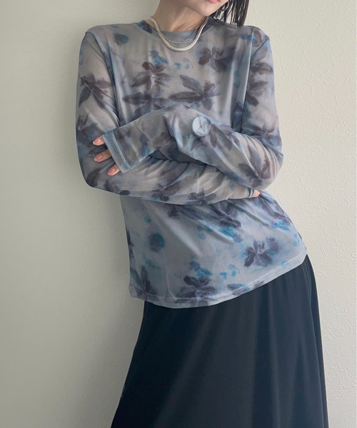 ap retro（アプレトロ）の「プリントチュールシアートップス（Tシャツ/カットソー・レディース・ダークラベンダー/グリーン/ブルー・FREE）」の7枚目の写真