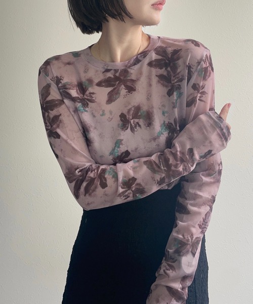 ap retro（アプレトロ）の「プリントチュールシアートップス（Tシャツ/カットソー・レディース・ダークラベンダー/グリーン/ブルー・FREE）」の14枚目の写真
