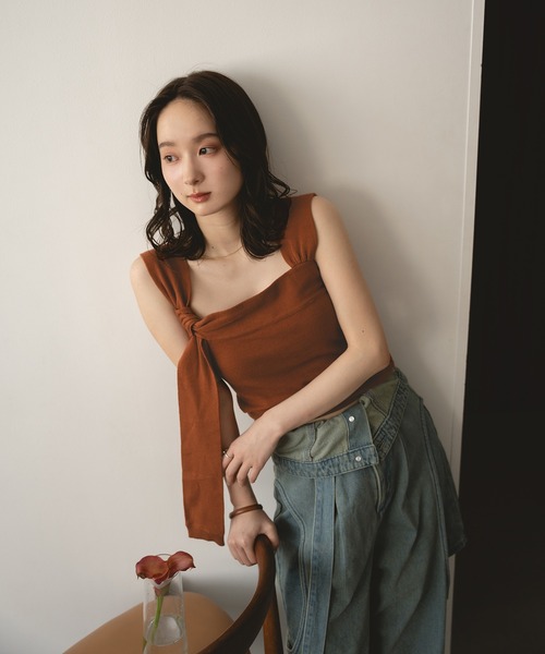 mideal（マイディール）の「design tank top / デザインタンクトップ（タンクトップ・レディース・テラコッタ/グレー/ダークブラウン・FREE）」の3枚目の写真