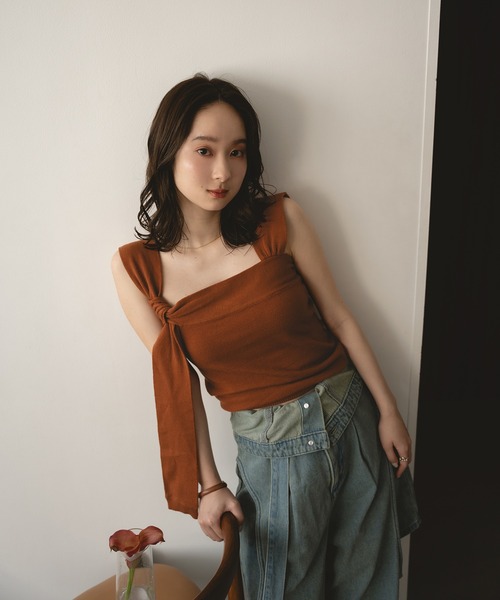 mideal（マイディール）の「design tank top / デザインタンクトップ（タンクトップ・レディース・テラコッタ/グレー/ダークブラウン・FREE）」の8枚目の写真