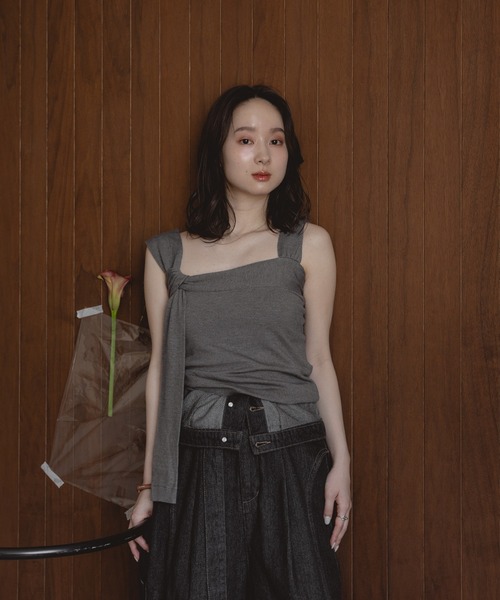mideal（マイディール）の「design tank top / デザインタンクトップ（タンクトップ・レディース・テラコッタ/グレー/ダークブラウン・FREE）」の12枚目の写真