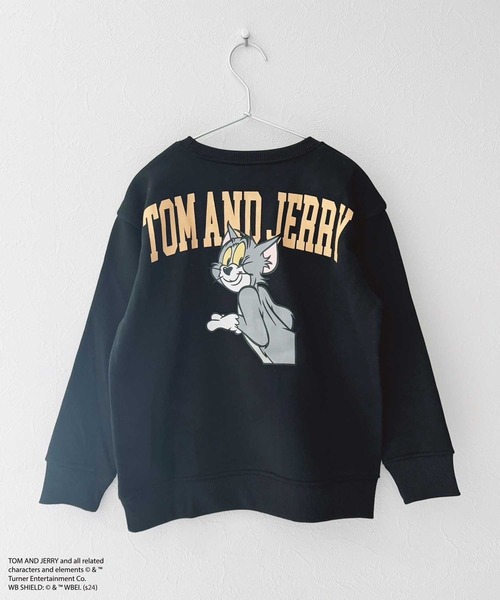 Tom＆Jerry（トムアンドジェリー）の「TOM &JERRY トムとジェリー バックプリント オーバーサイズ 裏起毛トレーナー（スウェット・キッズ・ネイビー/グレー系その他3/グリーン系その他/ブラック系その他/グレー系その他/グレイッシュベージュ/グレー系その他2/ベージュ系その他2/ヘザーチャコール/杢グレー/チャコールグレー/グリーン/ベージュ系その他/ブラック/オートミール/ベージュ・160cm/150cm/140cm/130cm/120cm/110cm）」の2枚目の写真